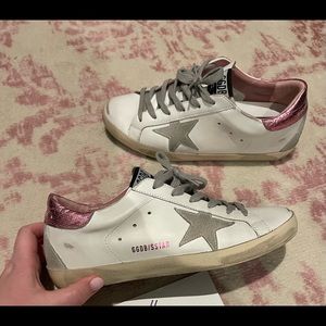 Golden Goose Superstars! Pink metallic and white! Worn one time!